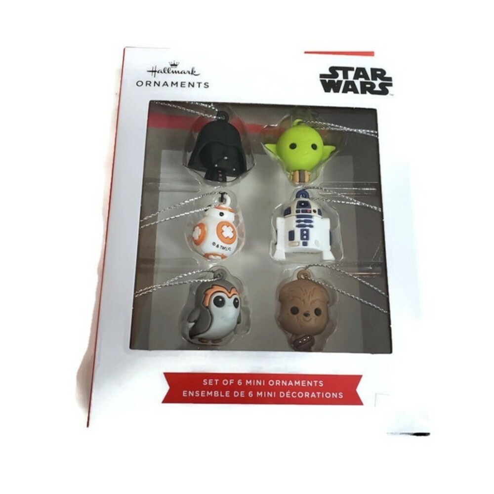Hallmark Star Wars Set Of 6 MINI Christmas Tree Ornaments Chewbacca R2-D2 BB-8 - Picture 4 of 4